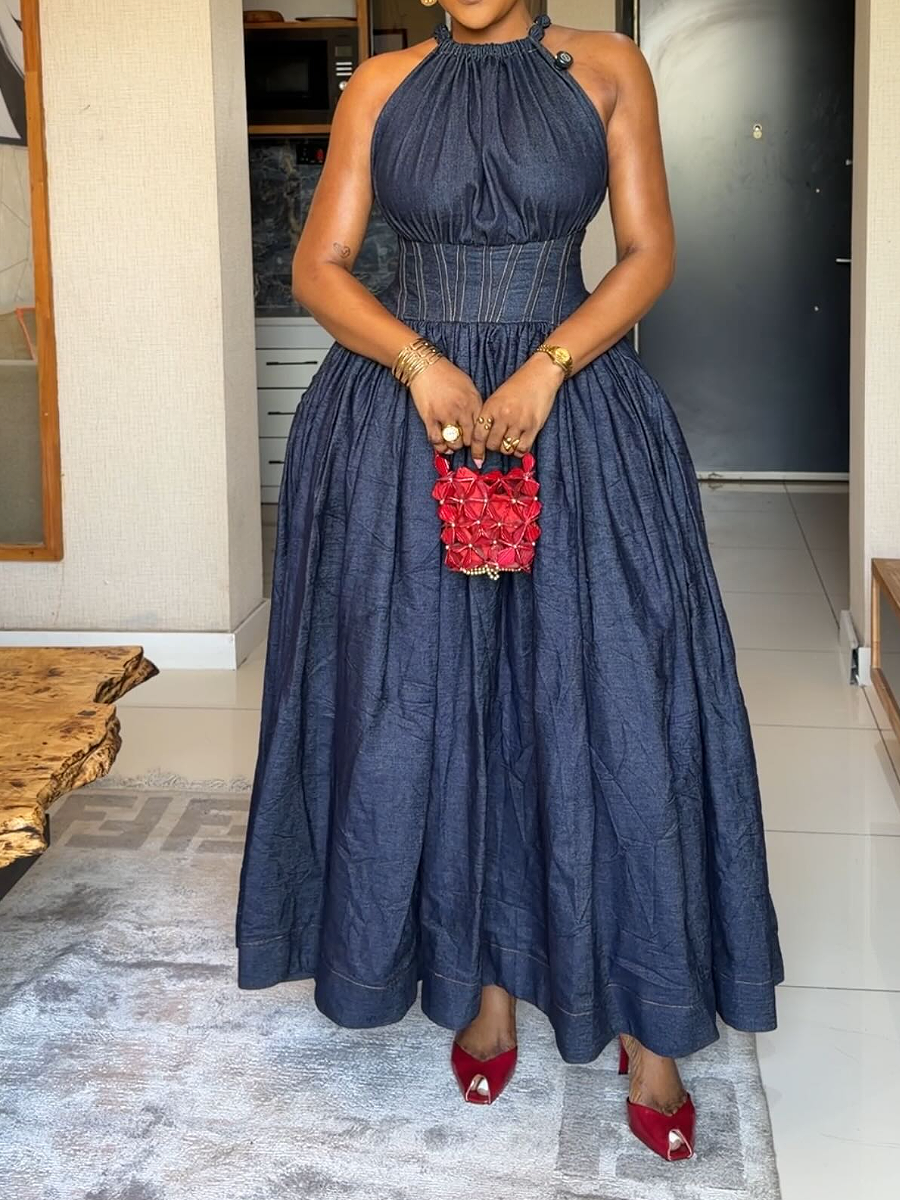 Backless Denim Skirt