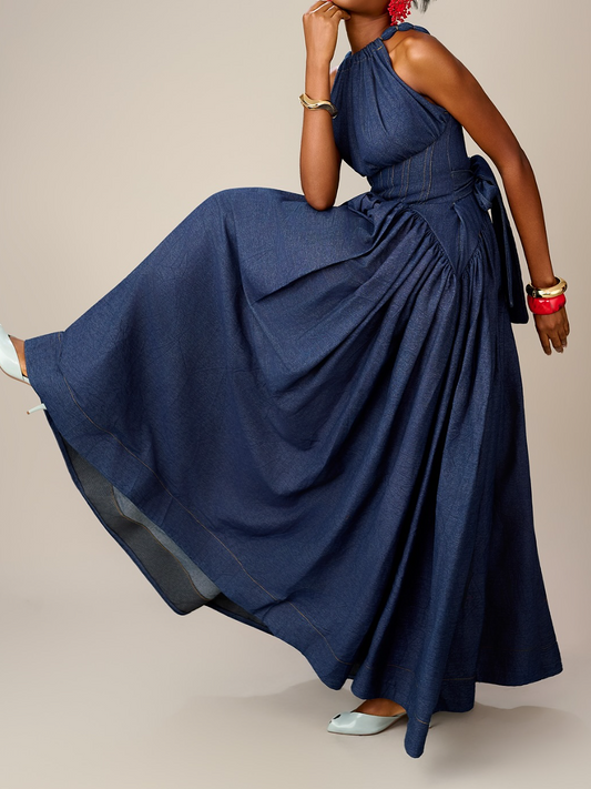 Backless Denim Skirt