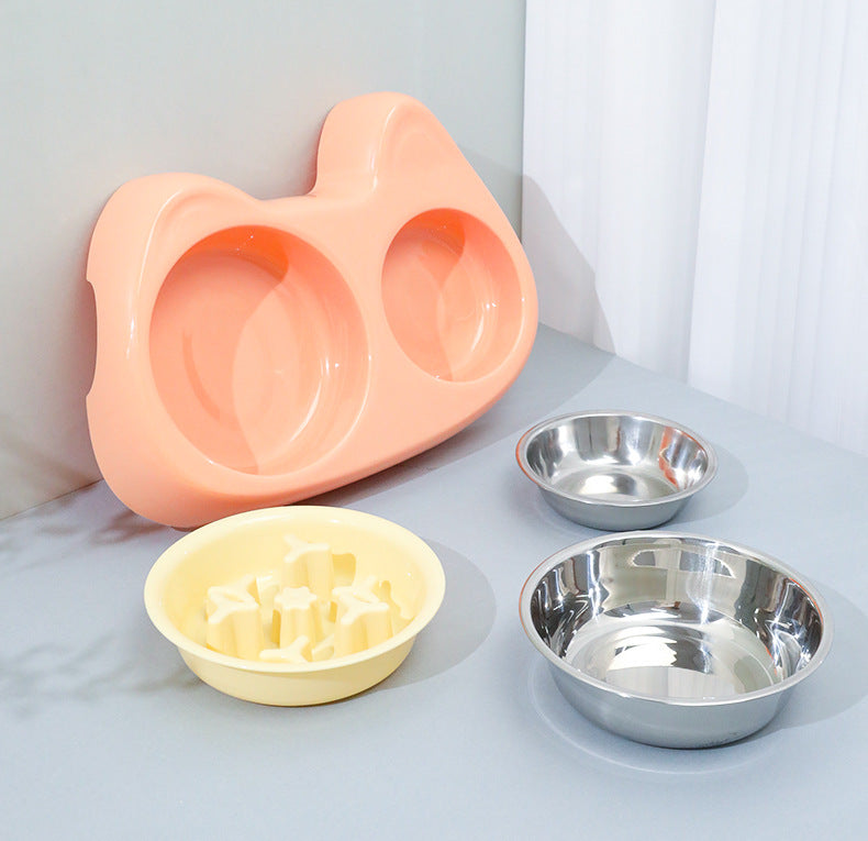 Slow Food Stainless Steel 2-in -1 Pet Bowl Pet Supplies