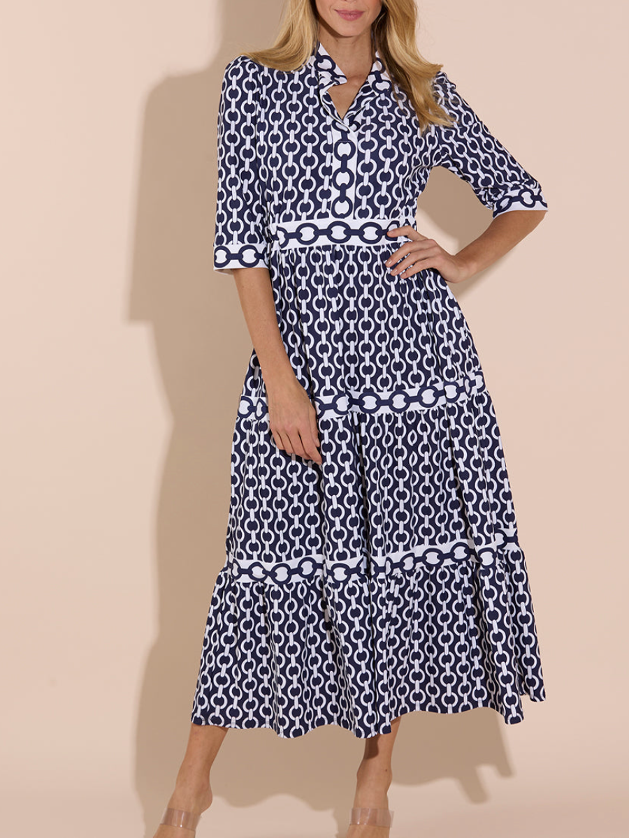 Vertical Collar Laminated Dress